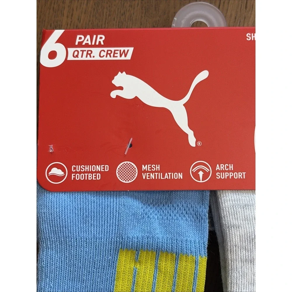 Mens Puma World Cup Soccer Athletic Quarter Crew Socks - 6 Pair - New